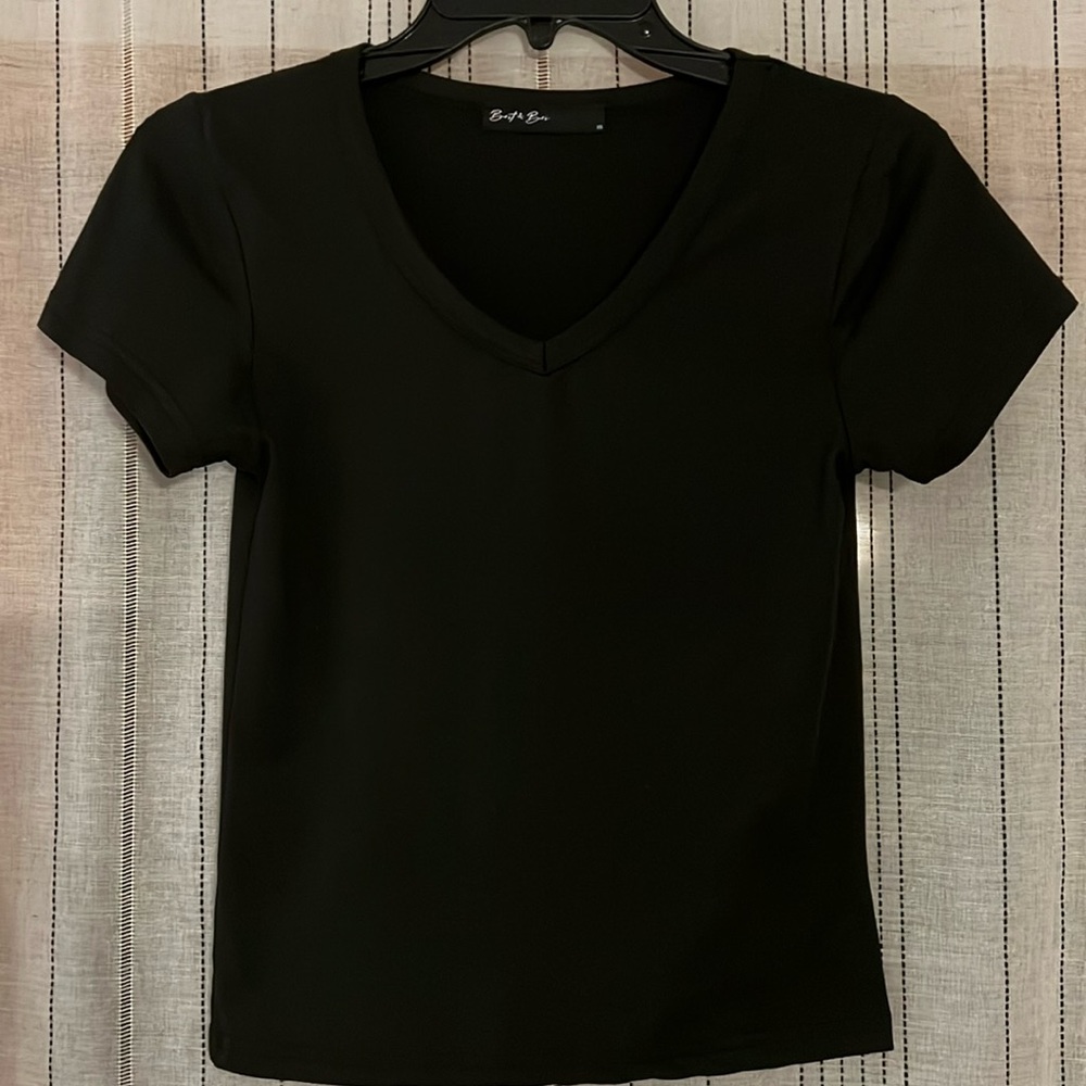 Black fitted T-shirt, Size: XS
